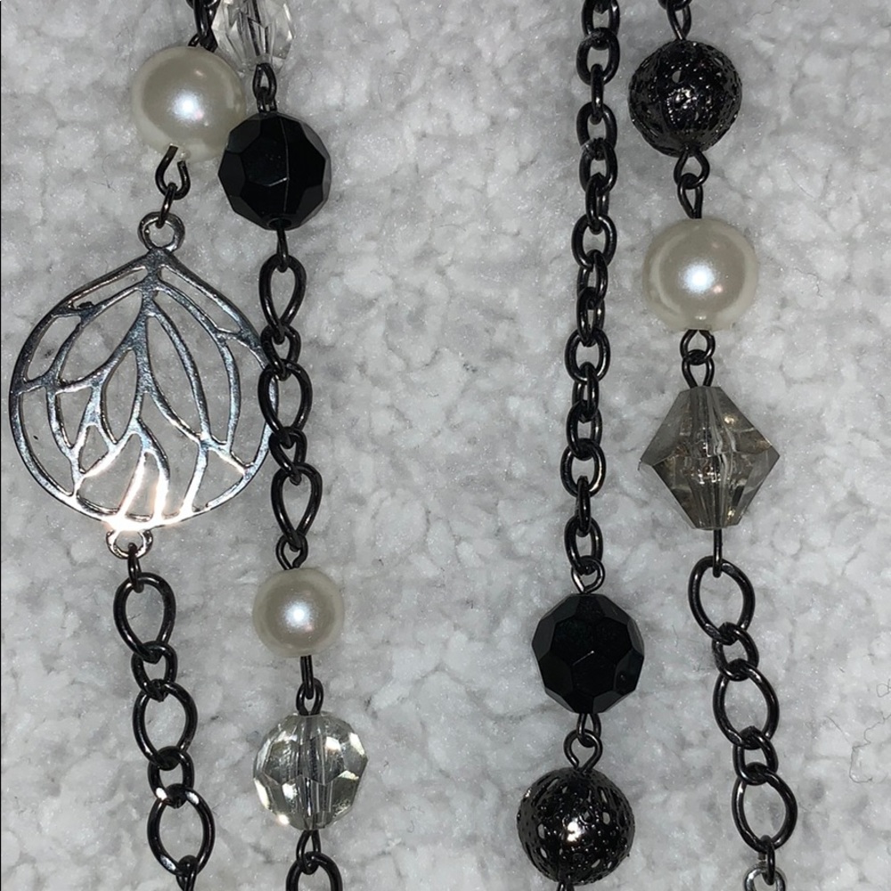 2 Layered Pearls n Crystal Necklace